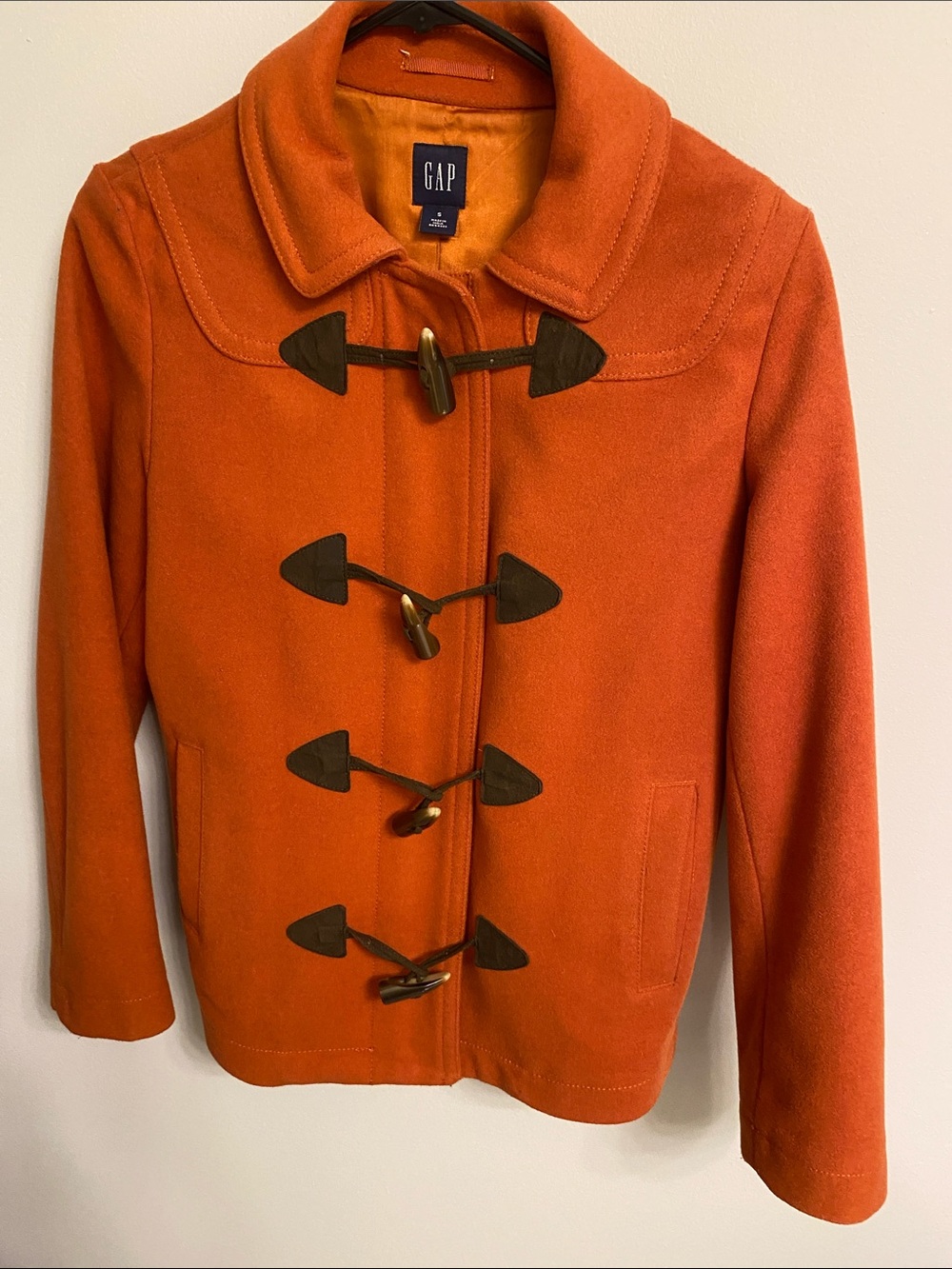 Gap Wool Toggle Jacket in Orange Size Small Like New